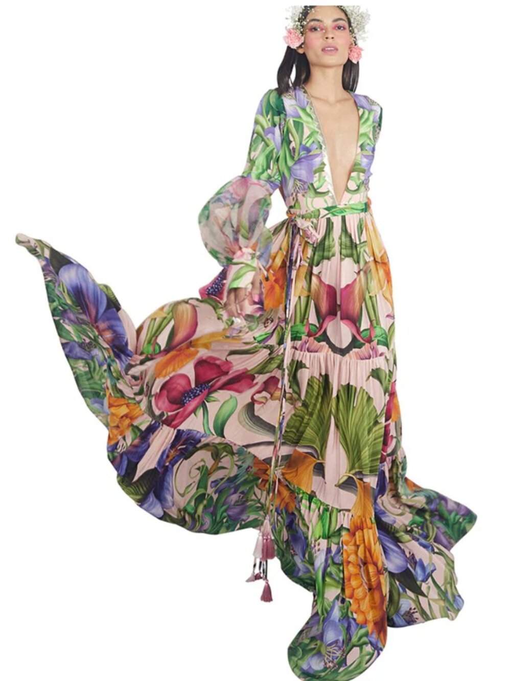 EUC Limerick by Abirr n' Nanki Floral Printed Silk Dress (S)